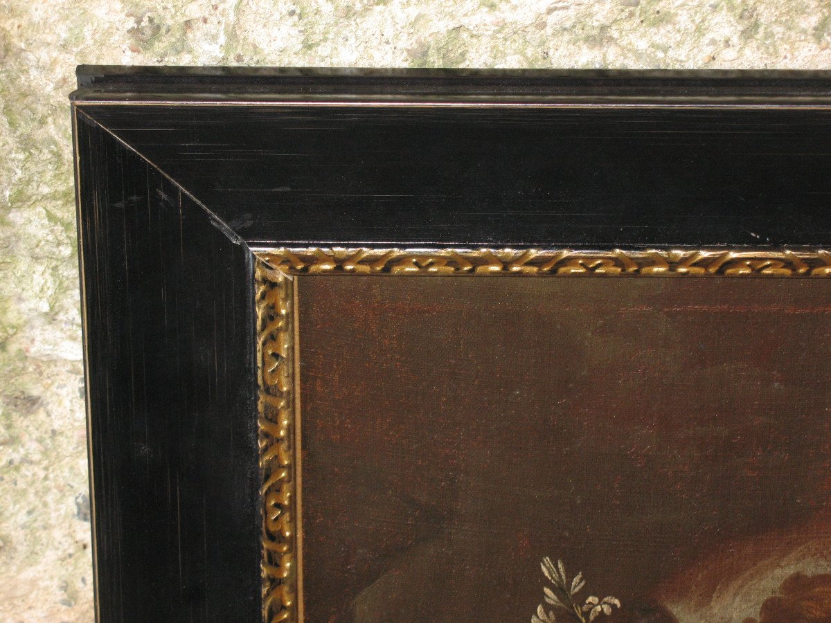 L'annonciation huile sur toile école italienne grand tableau religieux époque 17ème-photo-6
