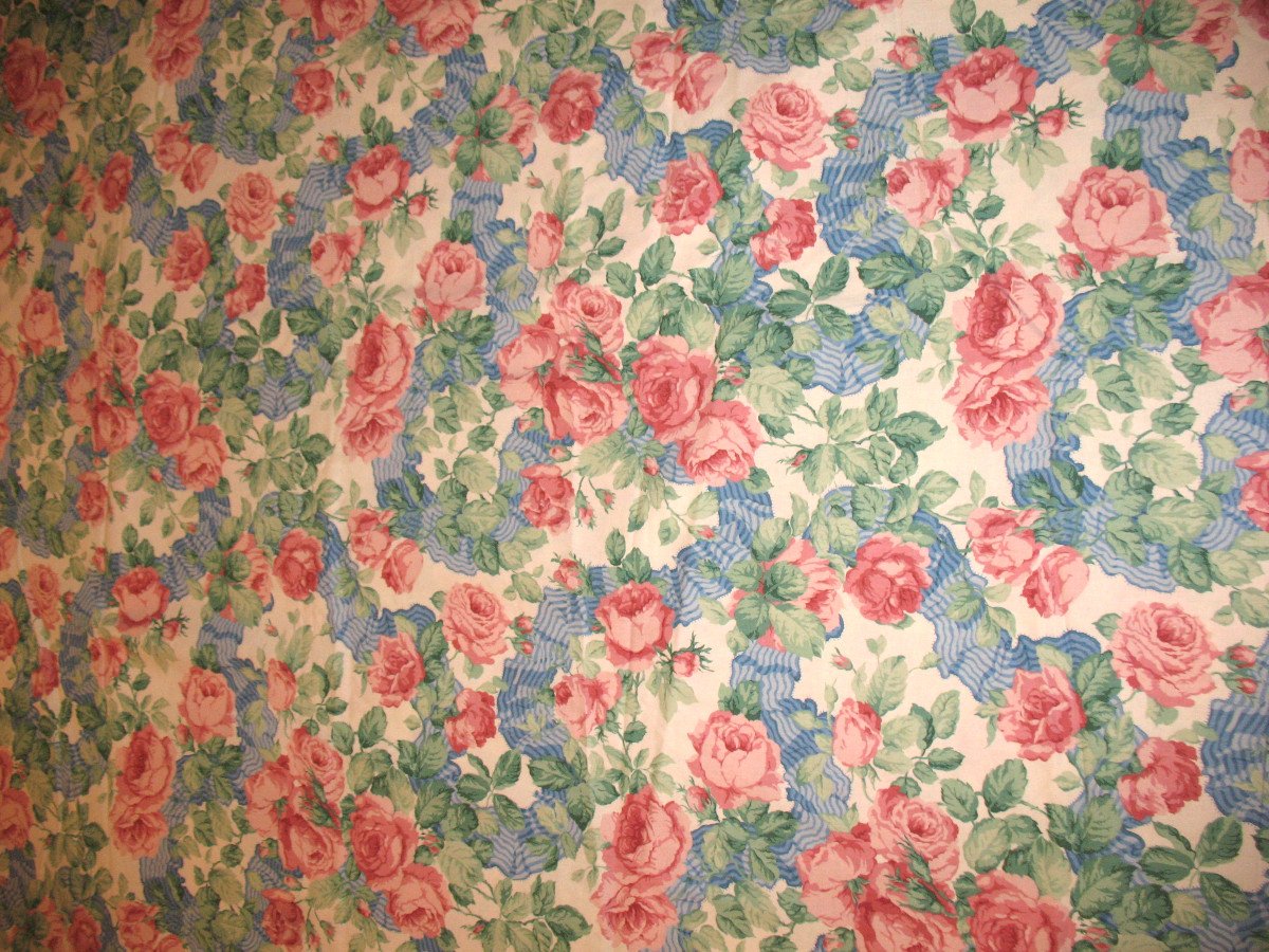 Large Length Of Flowered Fabric By Arthur Sanderson "garland Of Roses" Length: 11 Meters -photo-2