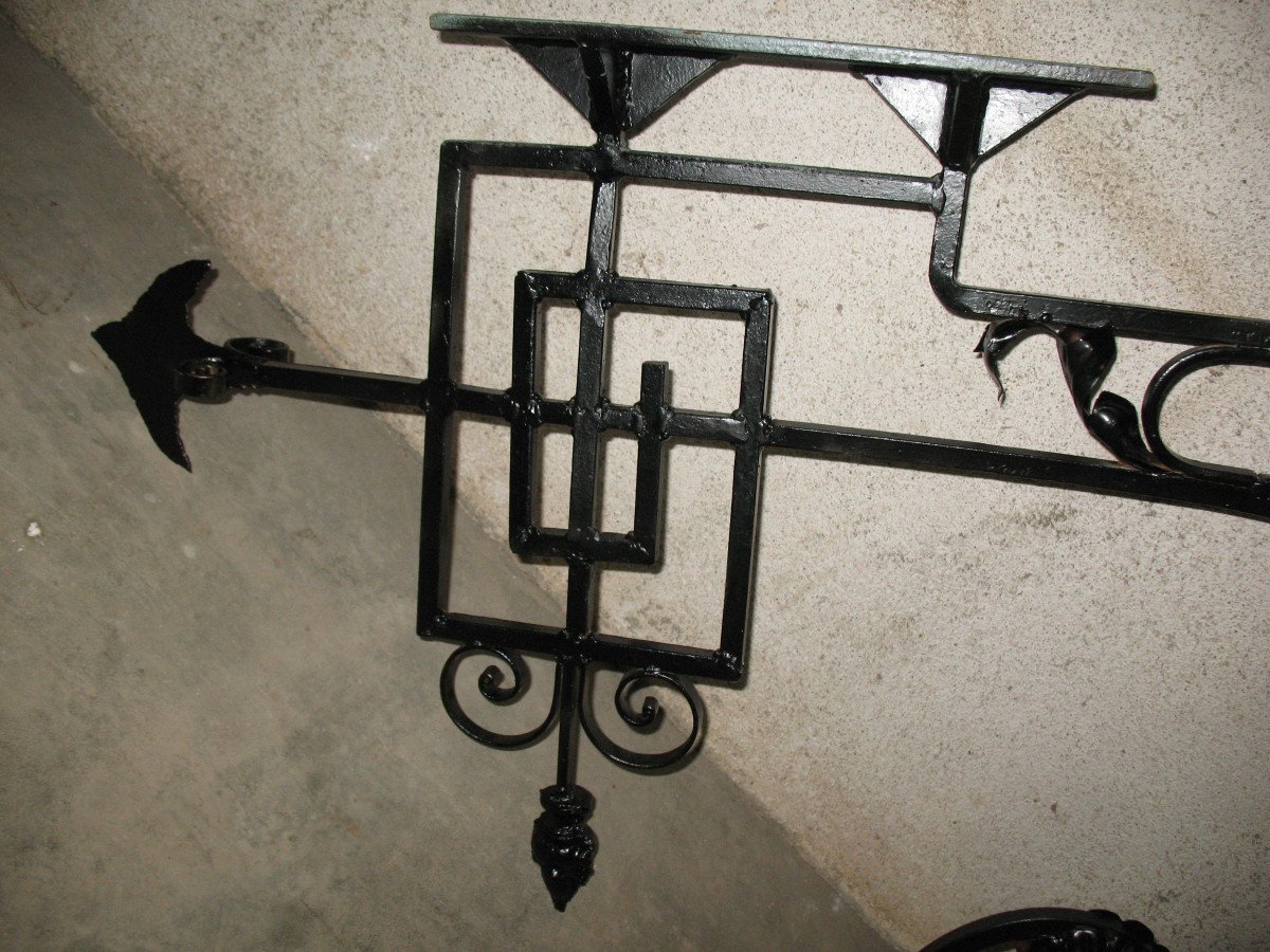 Pair Of Large Wrought Iron Lanterns Complete With Their L.xvi Style Posterns, 20th Century-photo-4