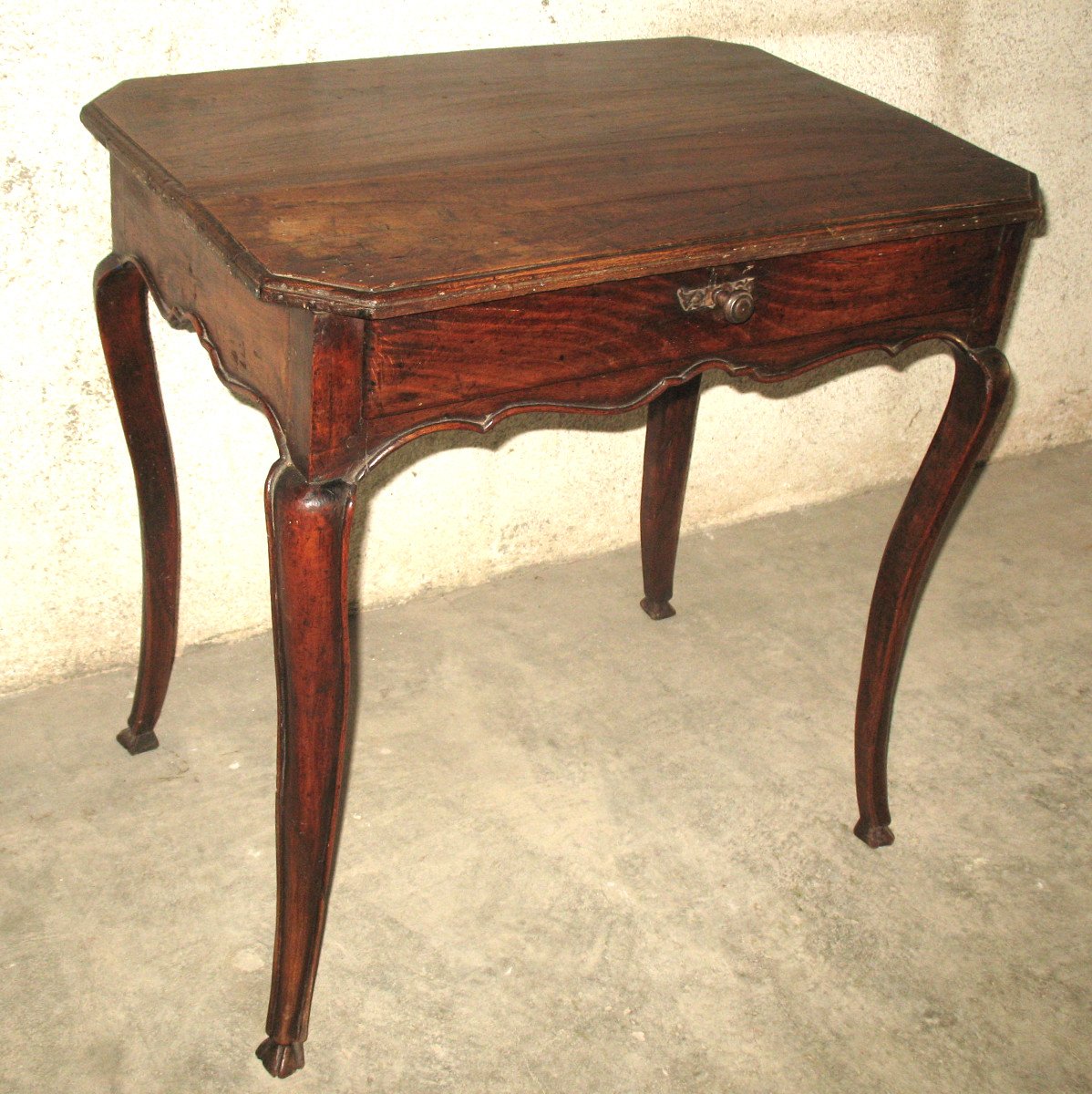 Table à écrire bureau époque 18ème Louis XV en orme avec 1 grand tiroir-photo-8