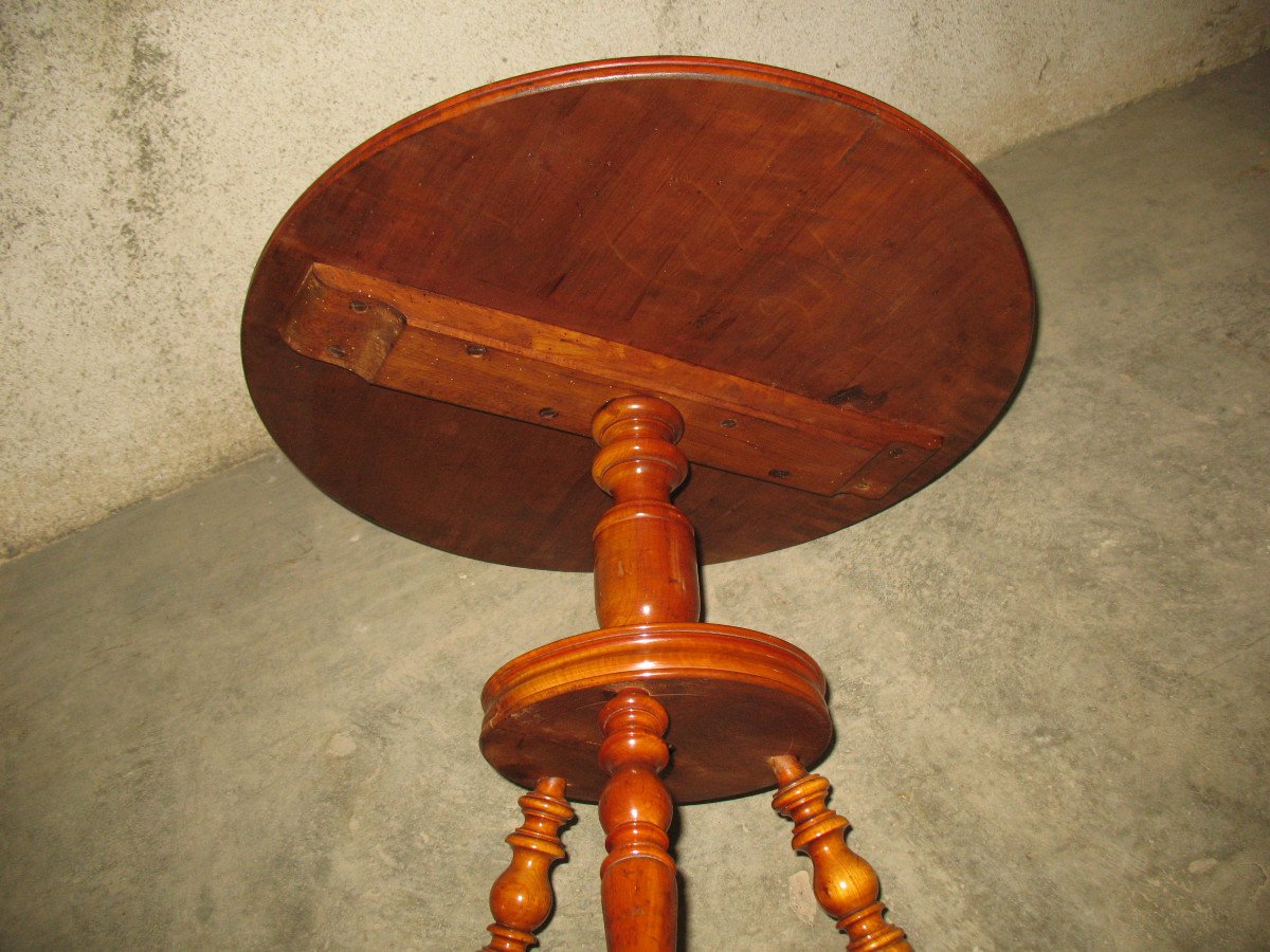 Restoration Period Tripod Pedestal Table In Solid Cherry Wood 19th-photo-8