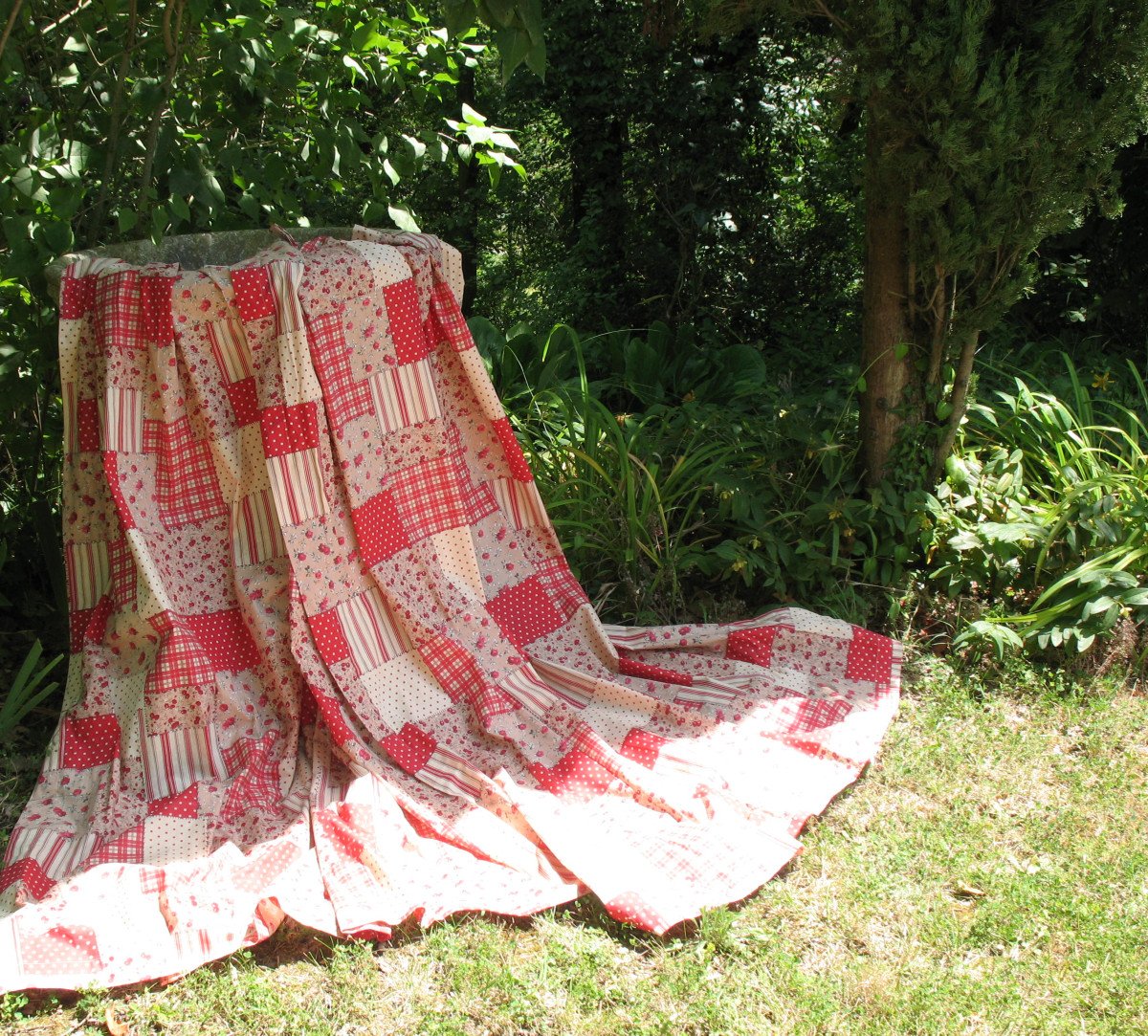 Pair Of Pure Cotton Patchwork Style Country Decor Curtains-photo-3