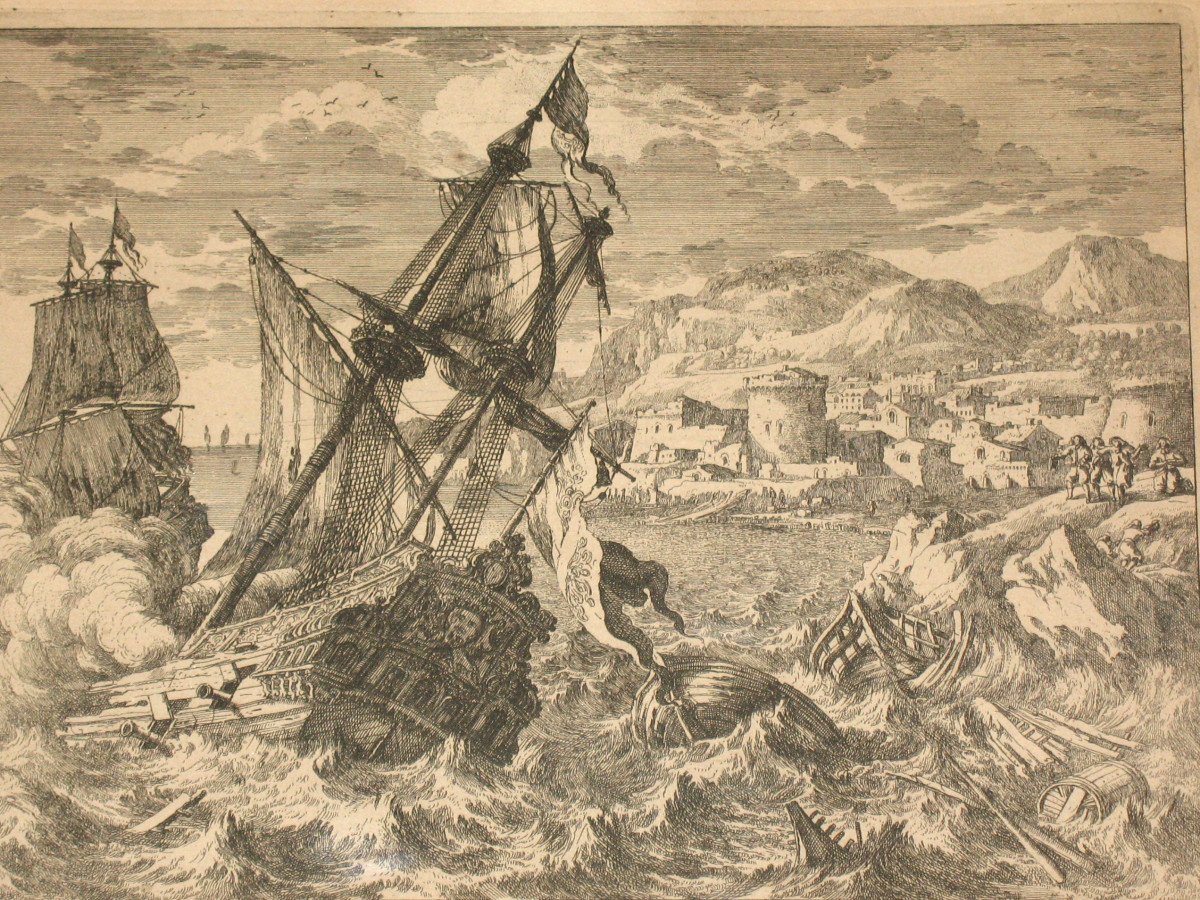 L'eau La terre L'air Le feu gravures de Gabriel Perelle (1604-1677) encadrées époque 19ème-photo-7
