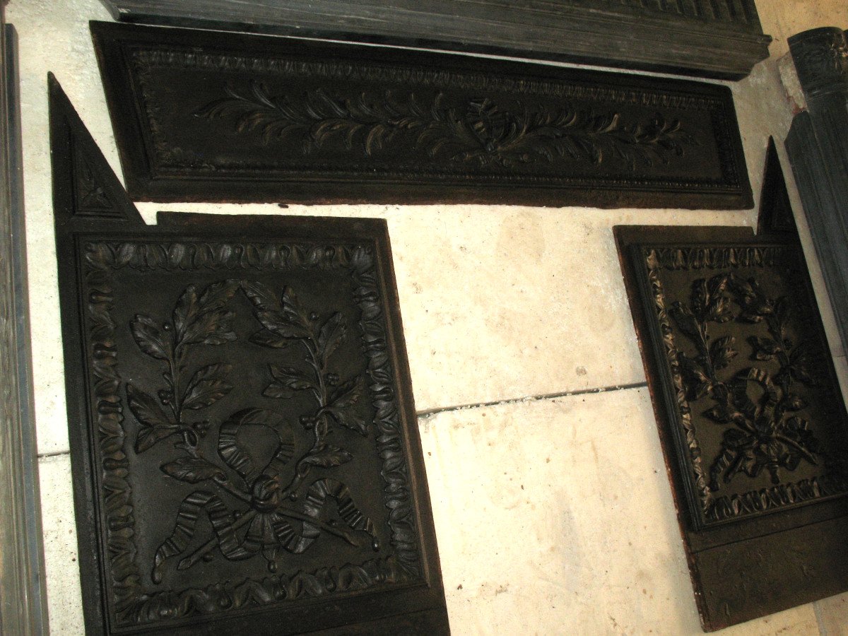 Louis XVI Period Fireplace In Turquin Blue Marble Complete With Its 18th Century Cast Iron Hearth-photo-6