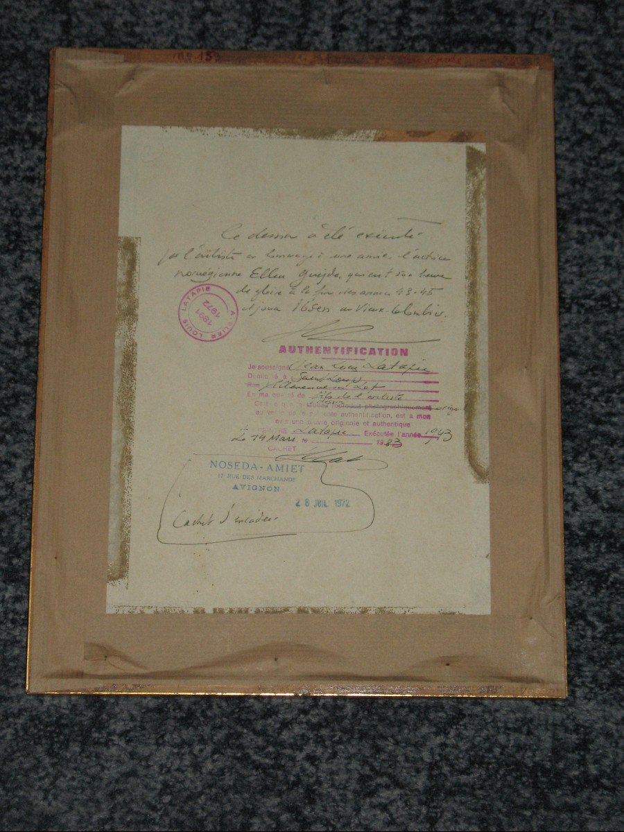 Louis Latapie Drawing Dated And Signed Portrait Of Ellen Guejde With Certificate Of Authenticity-photo-4