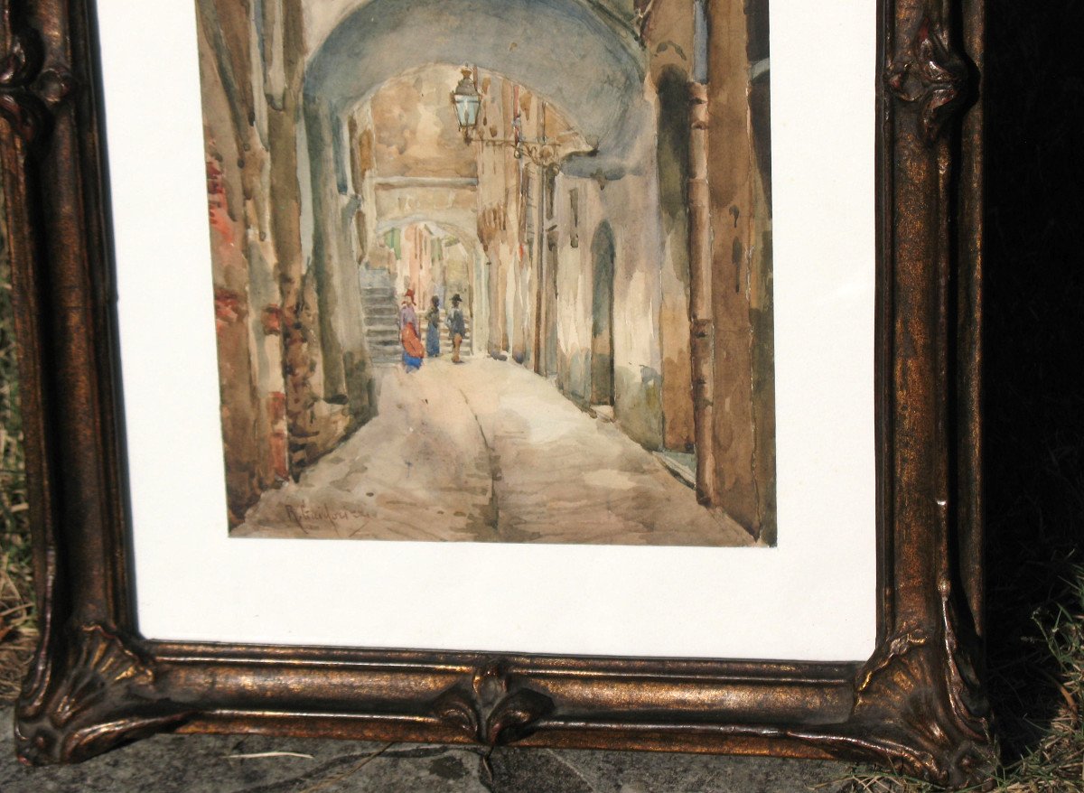 San Remo Italy Watercolor Signed By Riccardo Guidorizzi Framed-photo-4