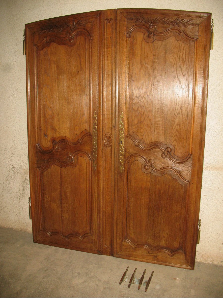 Pair Of Louis XV Style Woodwork Doors In Carved Oak, Early 19th Century-photo-4