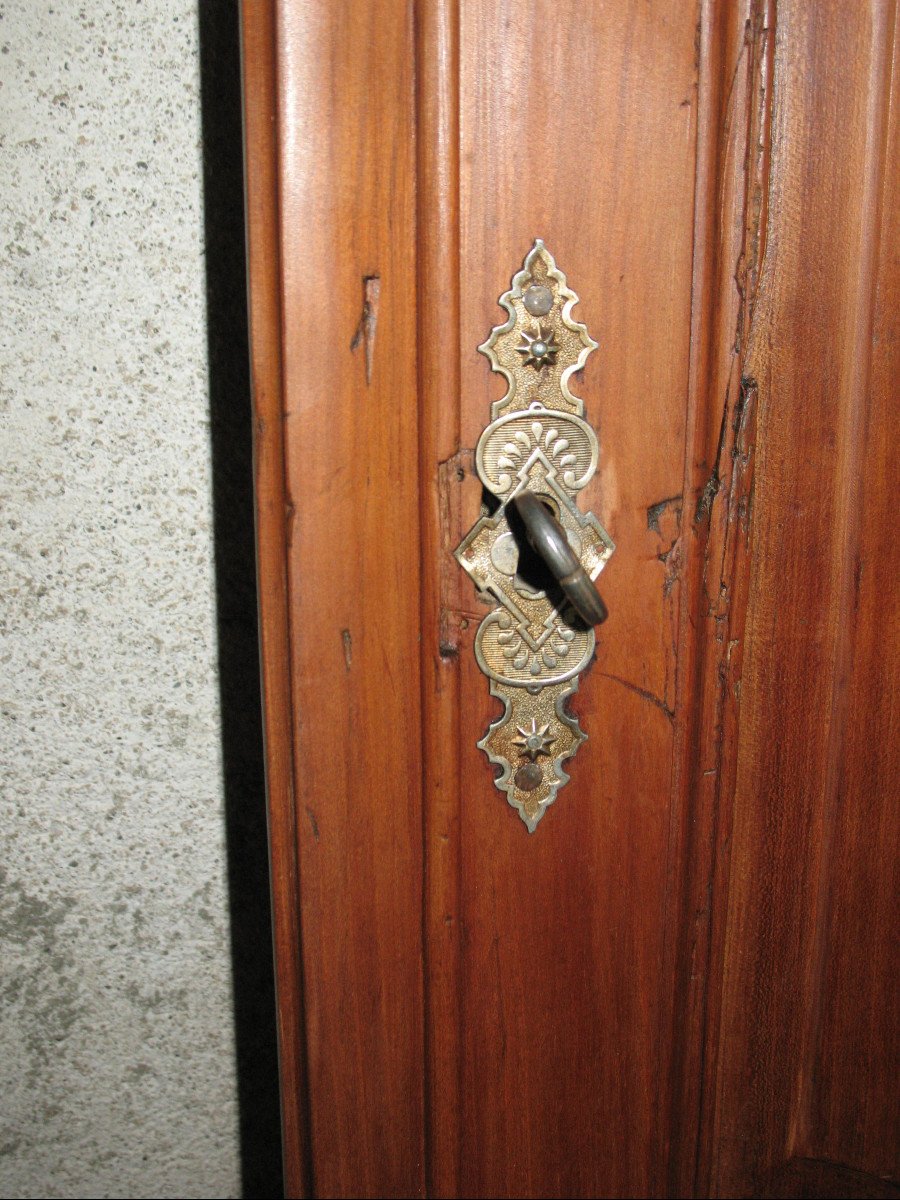 Louis XIV Style Molded Woodwork Door In Cherry Wood, Late 18th Century-photo-2