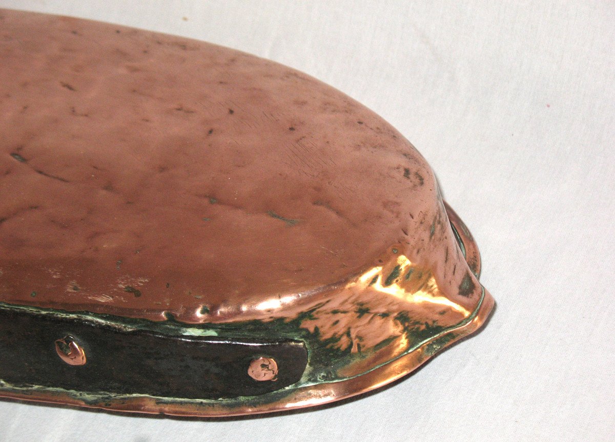 Lèche frites en cuivre étamé et fer forgé époque 18ème-photo-1