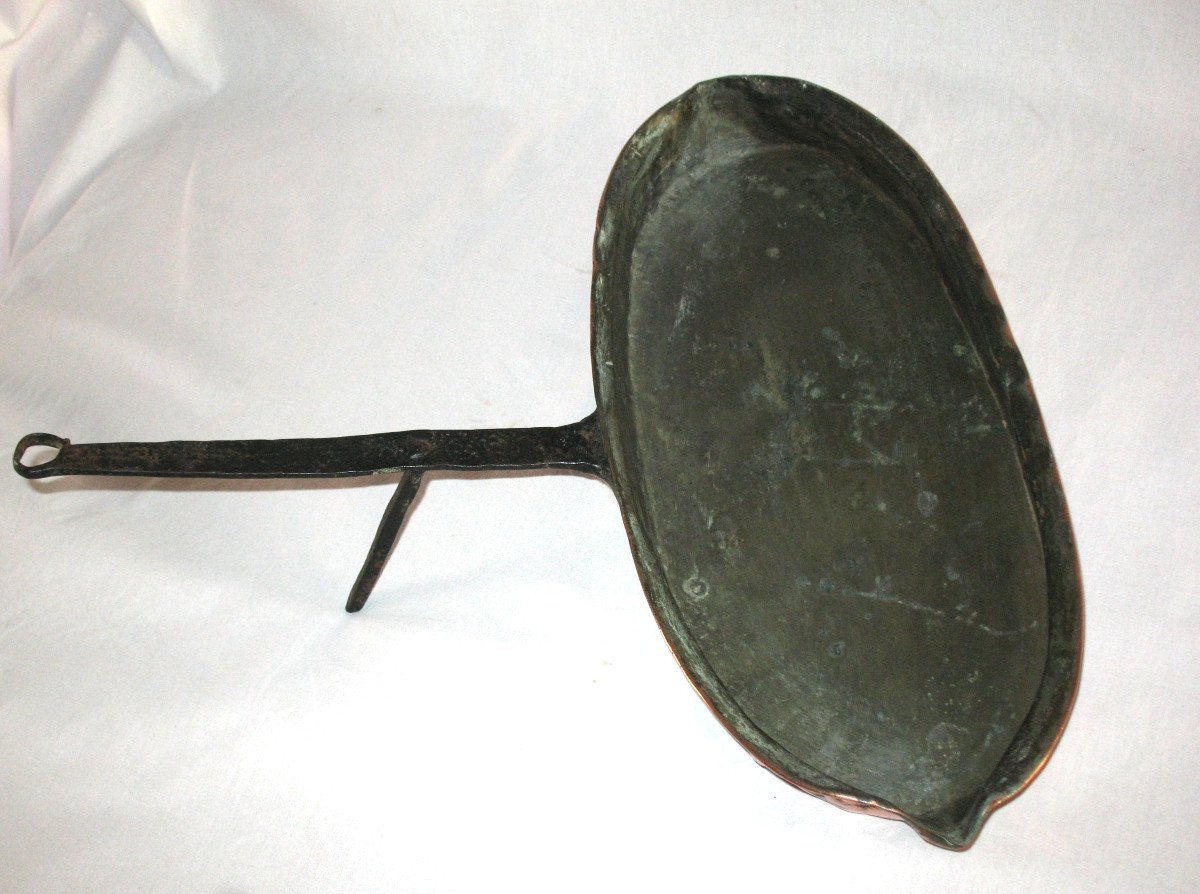 Lèche frites en cuivre étamé et fer forgé époque 18ème-photo-2