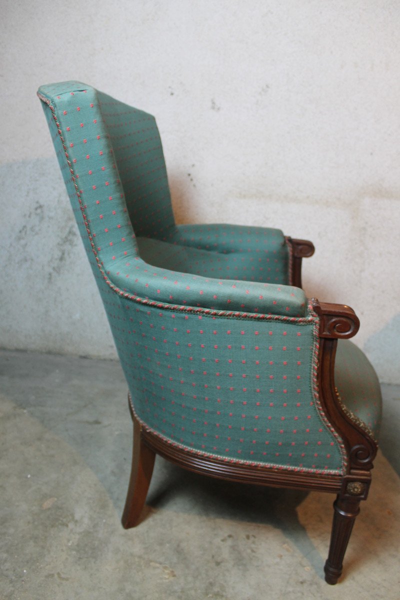 Paire de bergères en acajou de style Louis XVI époque 19ème-photo-3