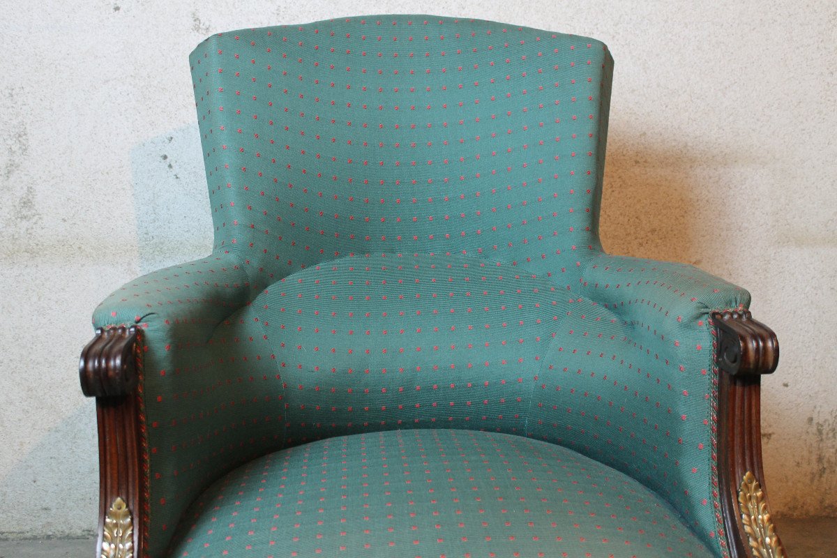 Paire de bergères en acajou de style Louis XVI époque 19ème-photo-6