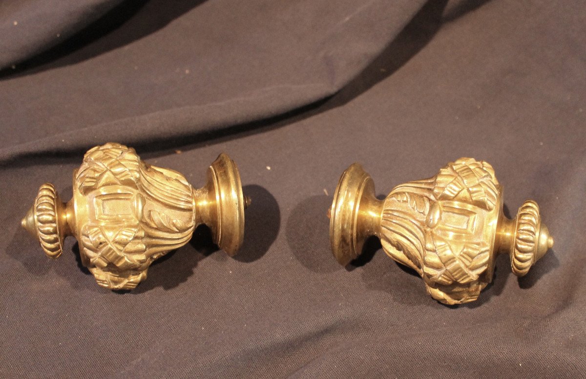 Pair Of Louis XVI Style Bronze Curtain Tiebacks, 19th Century-photo-2