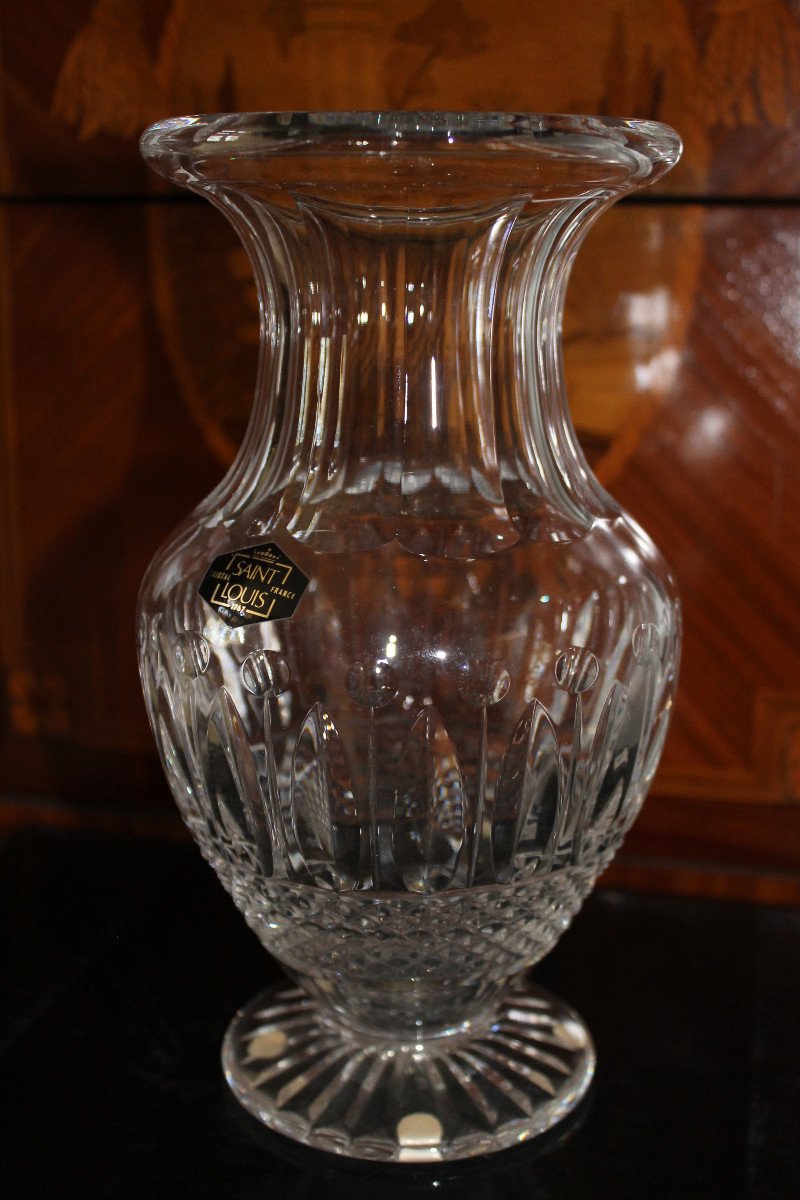 Saint Louis Cut Crystal Vase, Tommy Model, Perfect Condition-photo-7