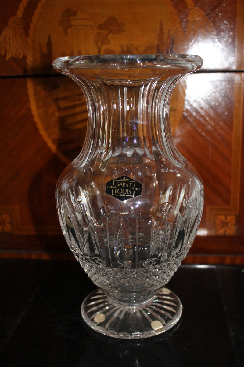 Saint Louis Cut Crystal Vase, Tommy Model, Perfect Condition-photo-8