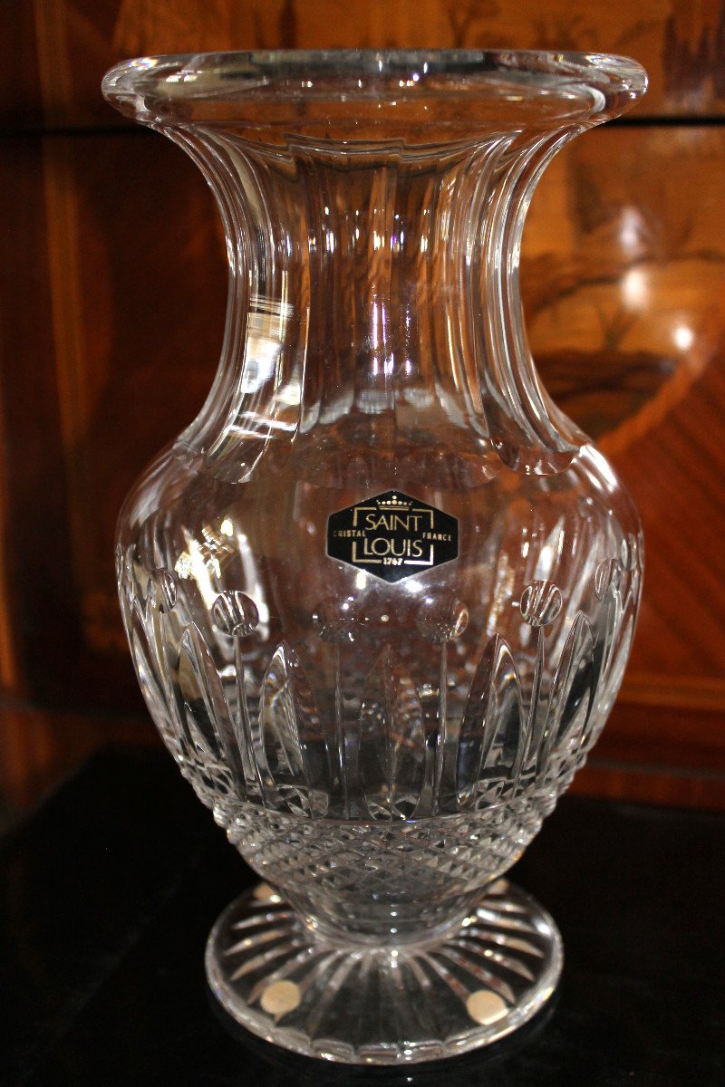 Saint Louis Cut Crystal Vase, Tommy Model, Perfect Condition