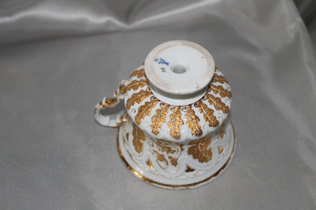 Chocolate Cup And Saucer In Grafenroda Porcelain, Thuringia, Germany, 19th Century-photo-1