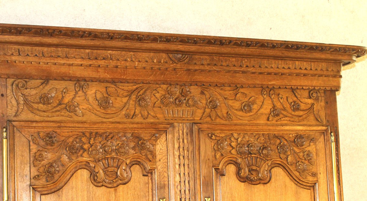 Norman Carved Oak Wardrobe, Saint Lô Origin, 19th Century-photo-2