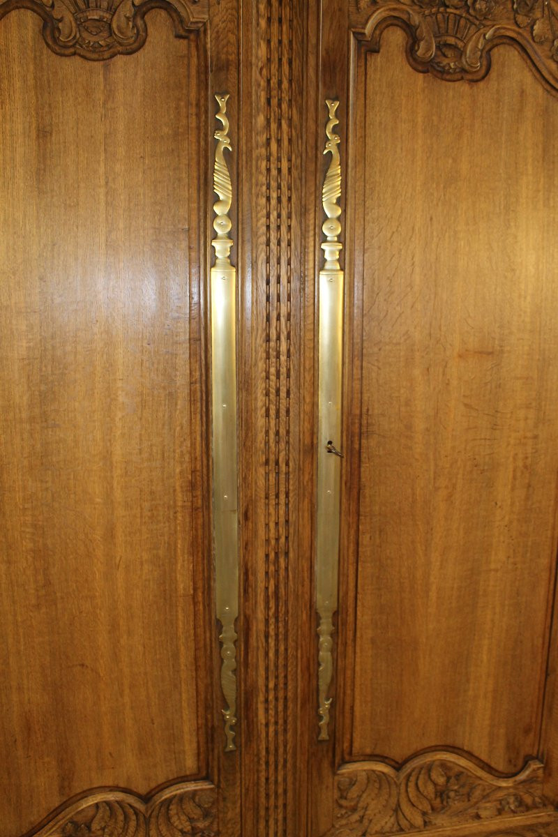 Norman Carved Oak Wardrobe, Saint Lô Origin, 19th Century-photo-4