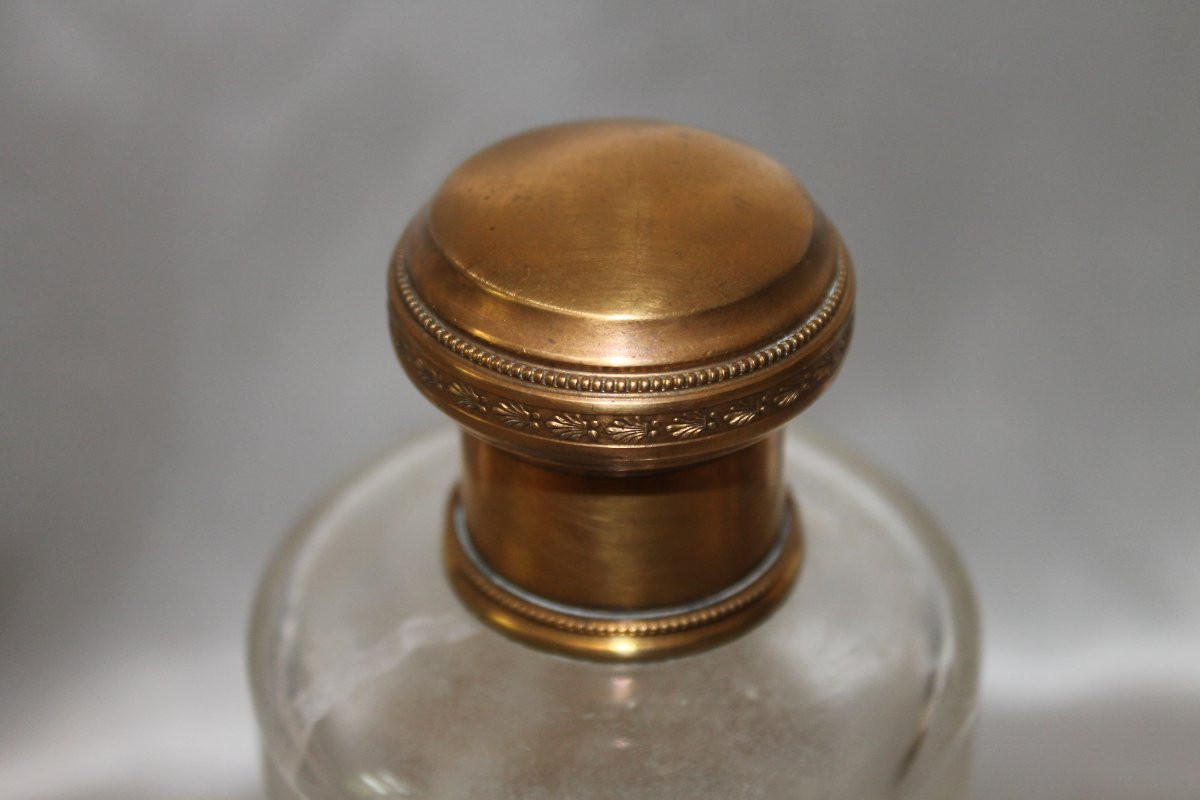 Louis XVI Style Engraved Glass Toiletry Set, Late 19th Century-photo-3