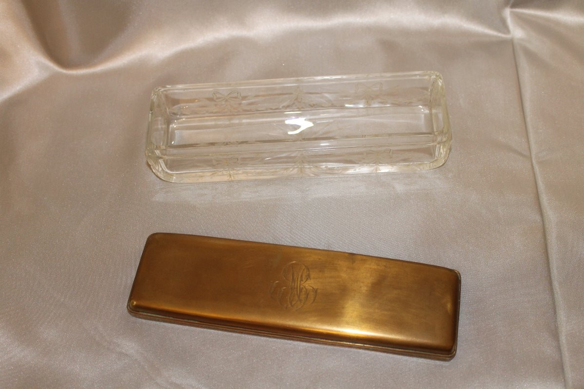 Louis XVI Style Engraved Glass Toiletry Set, Late 19th Century-photo-3