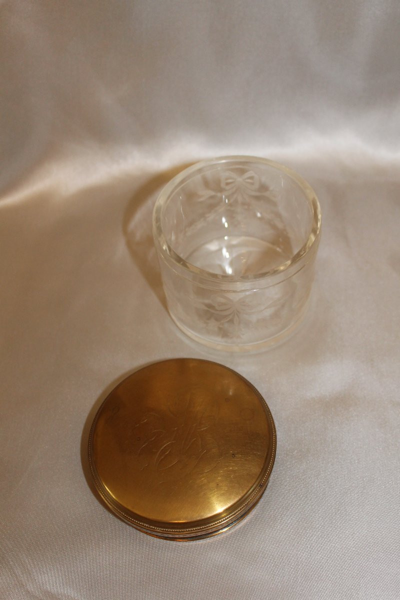 Louis XVI Style Engraved Glass Toiletry Set, Late 19th Century-photo-5