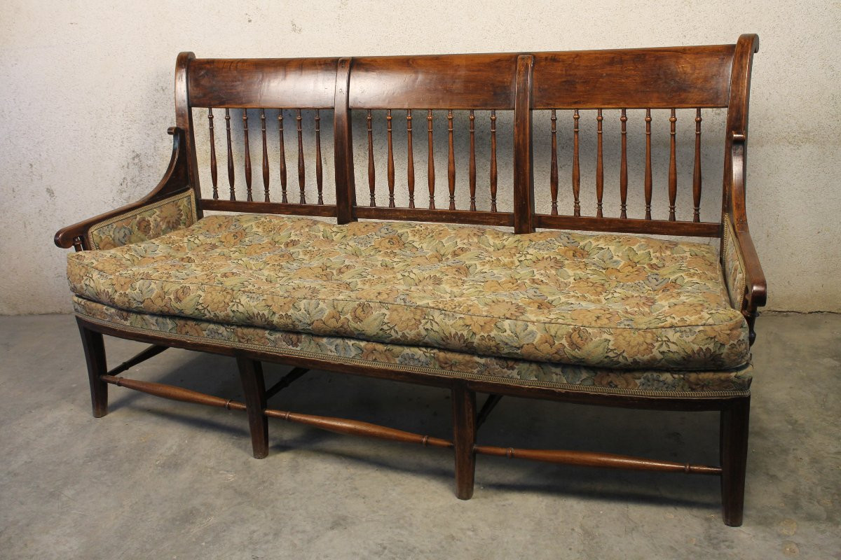 Radassier - Provençal Bench In Fruit Wood From The 18th Century Directoire Period-photo-2
