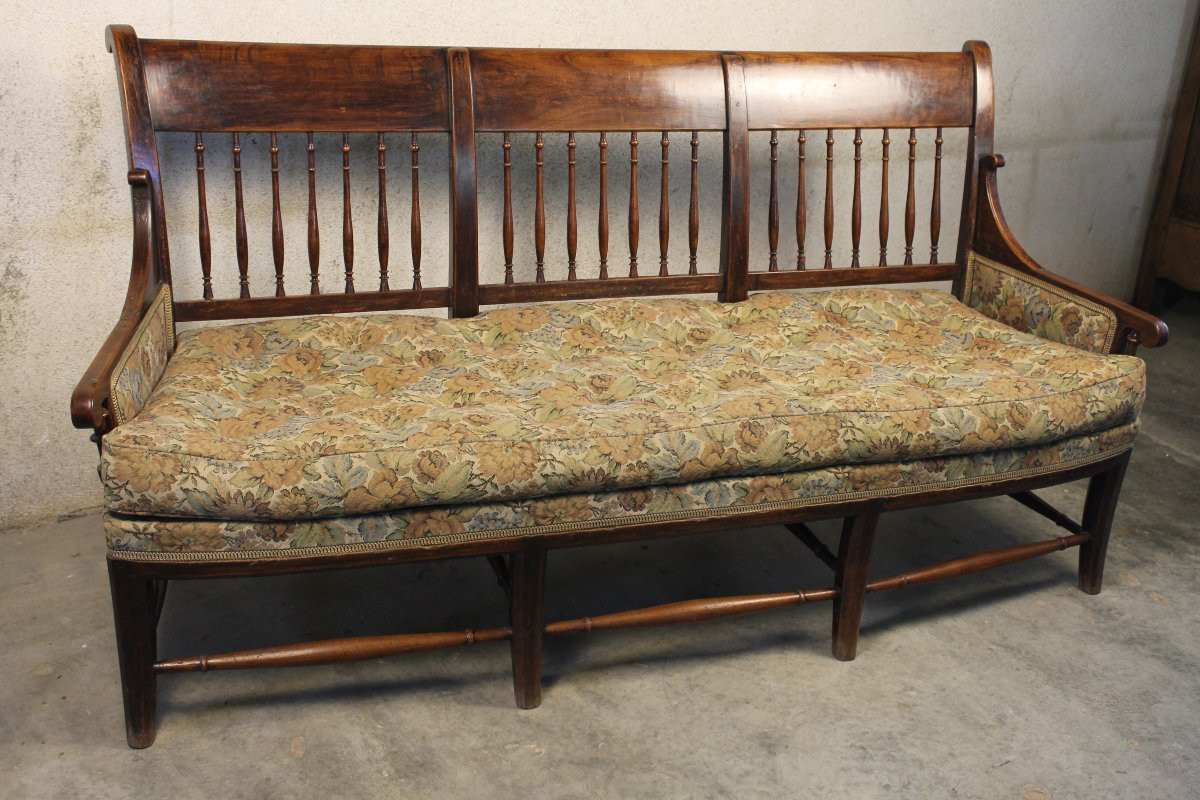 Radassier - Provençal Bench In Fruit Wood From The 18th Century Directoire Period-photo-3