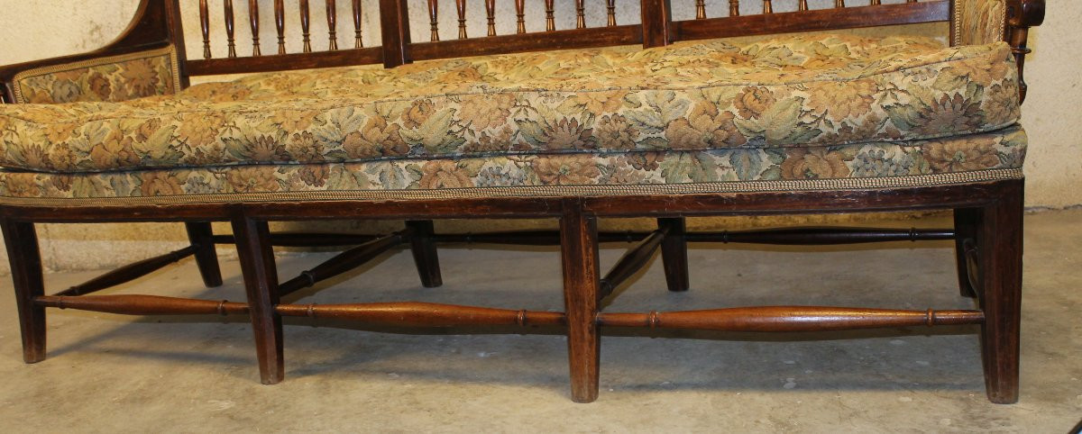 Radassier - Provençal Bench In Fruit Wood From The 18th Century Directoire Period-photo-1
