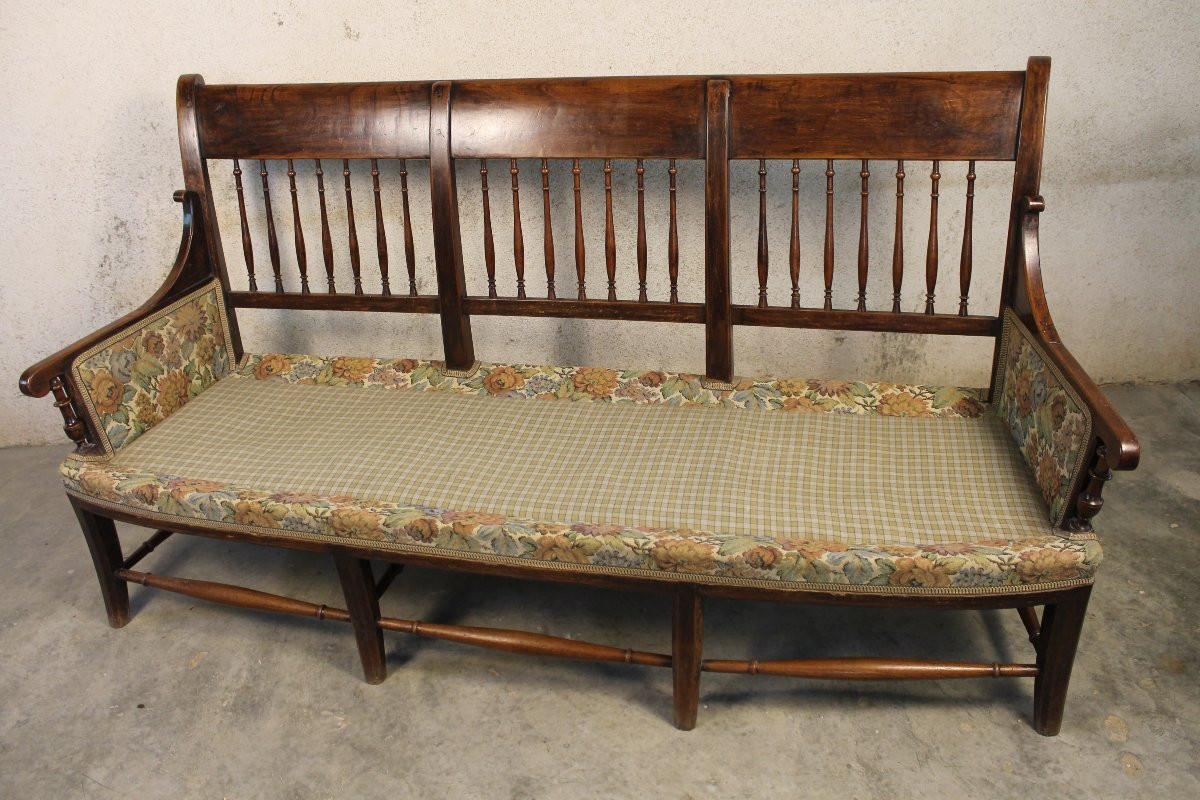 Radassier - Provençal Bench In Fruit Wood From The 18th Century Directoire Period-photo-4