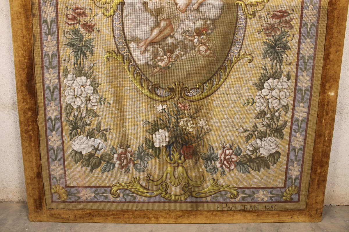 Decorative Project With Mythological Decoration Gouache On Canvas Signed E. Pacheran 1896 H: 220 Cm-photo-4