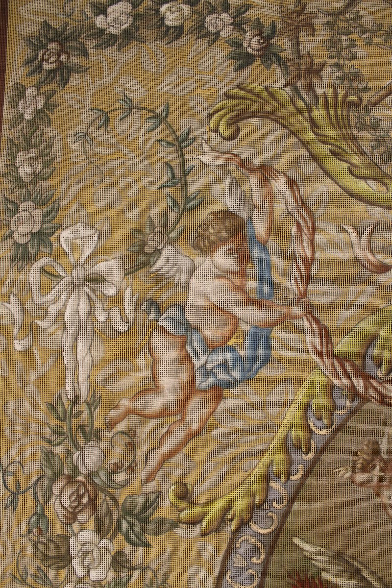 Decorative Project With Mythological Decoration Gouache On Canvas Signed E. Pacheran 1896 H: 220 Cm-photo-2