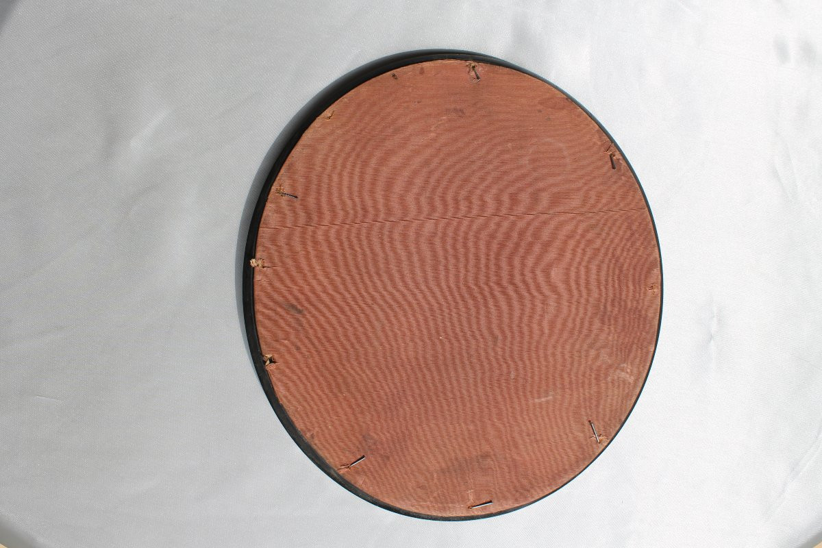 Tapisserie romantique à décor pastoral sur fils d'argent époque 19ème cadre en ébène -photo-6