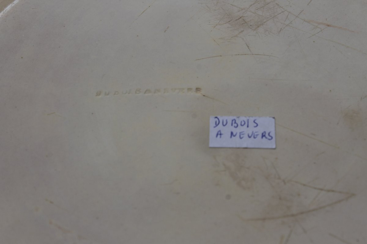 Pair Of 18th Century Nevers Earthenware Octagonal Beaded Plates Signed Dubois-photo-3