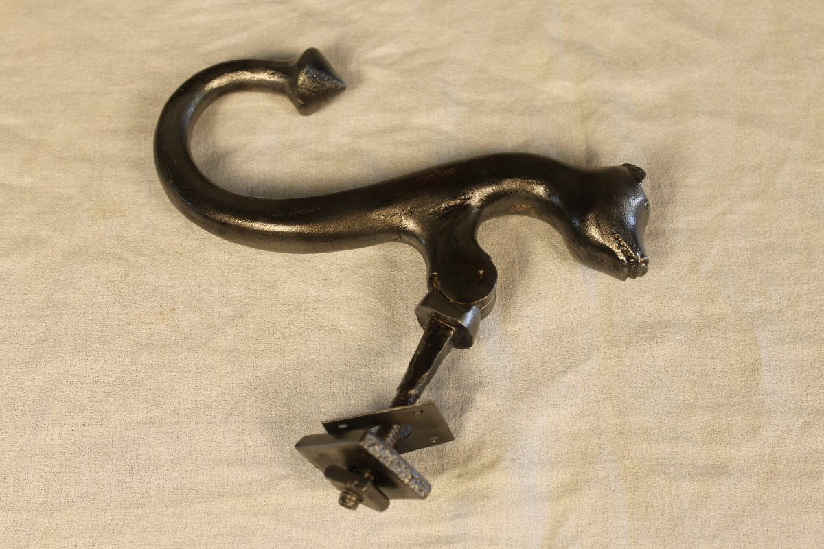 Heurtoir marteau de porte en fer forgé de style Haute Epoque complet époque 19ème-photo-6