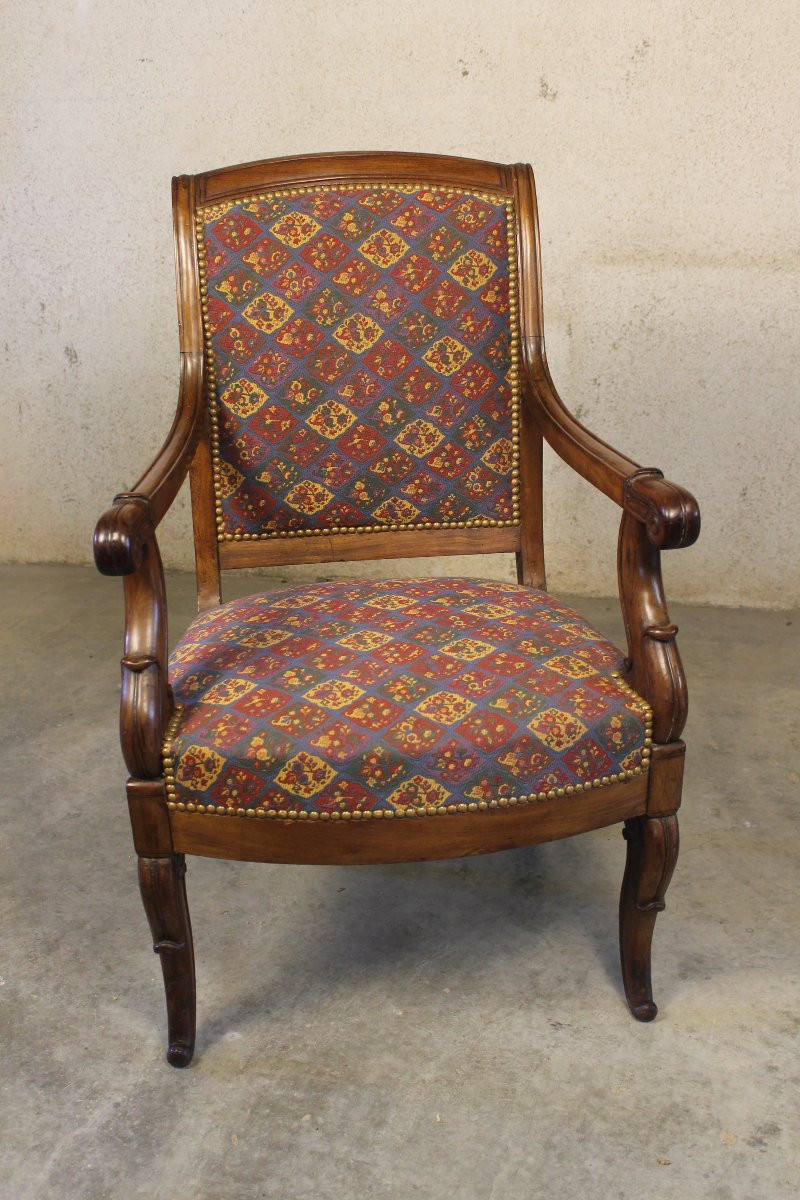 Fauteuil en acajou époque Restauration 19ème-photo-2