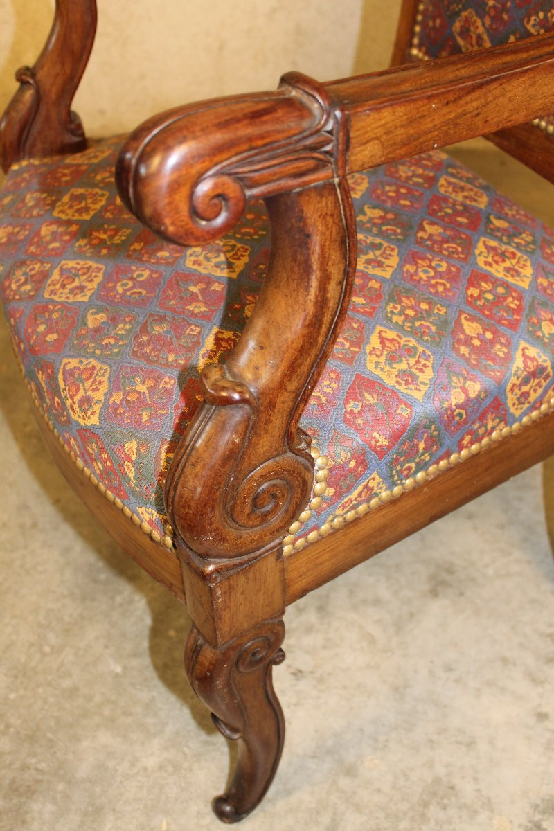 Fauteuil en acajou époque Restauration 19ème-photo-1