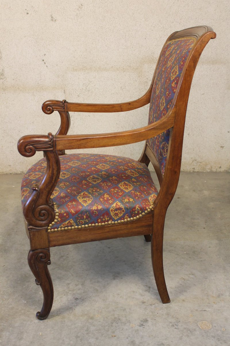 Fauteuil en acajou époque Restauration 19ème-photo-2