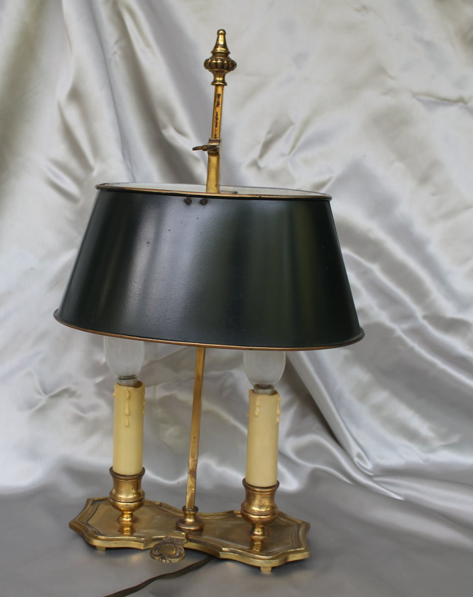 Louis XV-louis XVI Transition Style Bronze Bouillotte Lamp With 2 Lights, 20th Century-photo-4