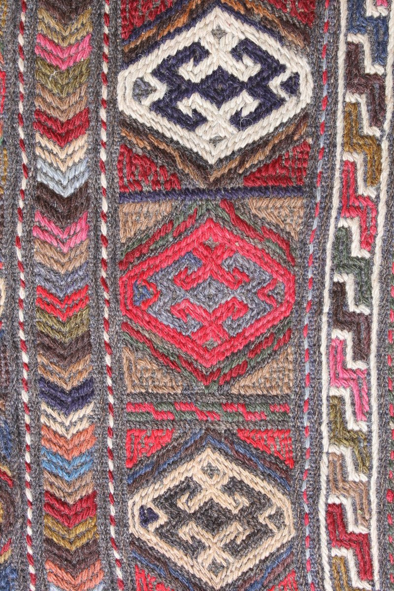 Tapis Kilim en laine à décor géométrique époque 20ème d : 103 x 203 cm -photo-2