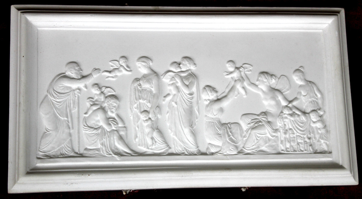 Pair Of Plasterwork With Antique Decorations In Low Reliefs, 19th Century,-photo-2