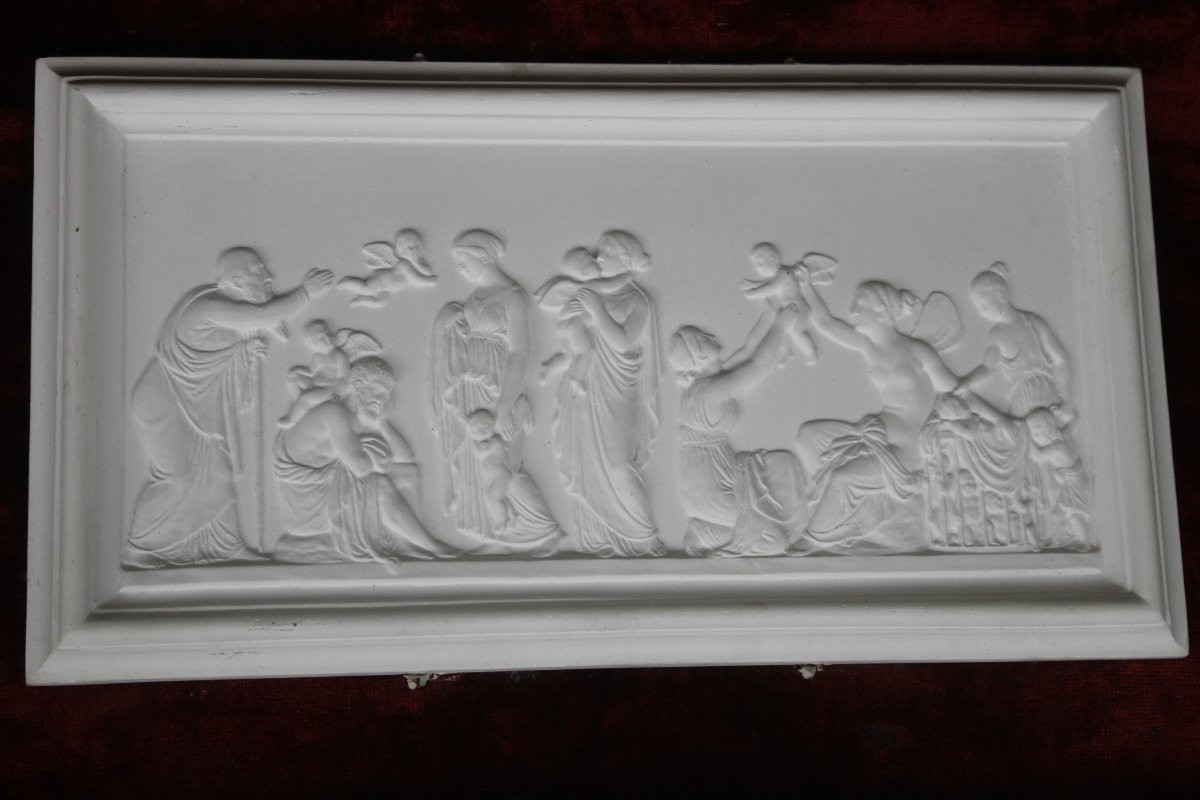 Pair Of Plasterwork With Antique Decorations In Low Reliefs, 19th Century,-photo-2