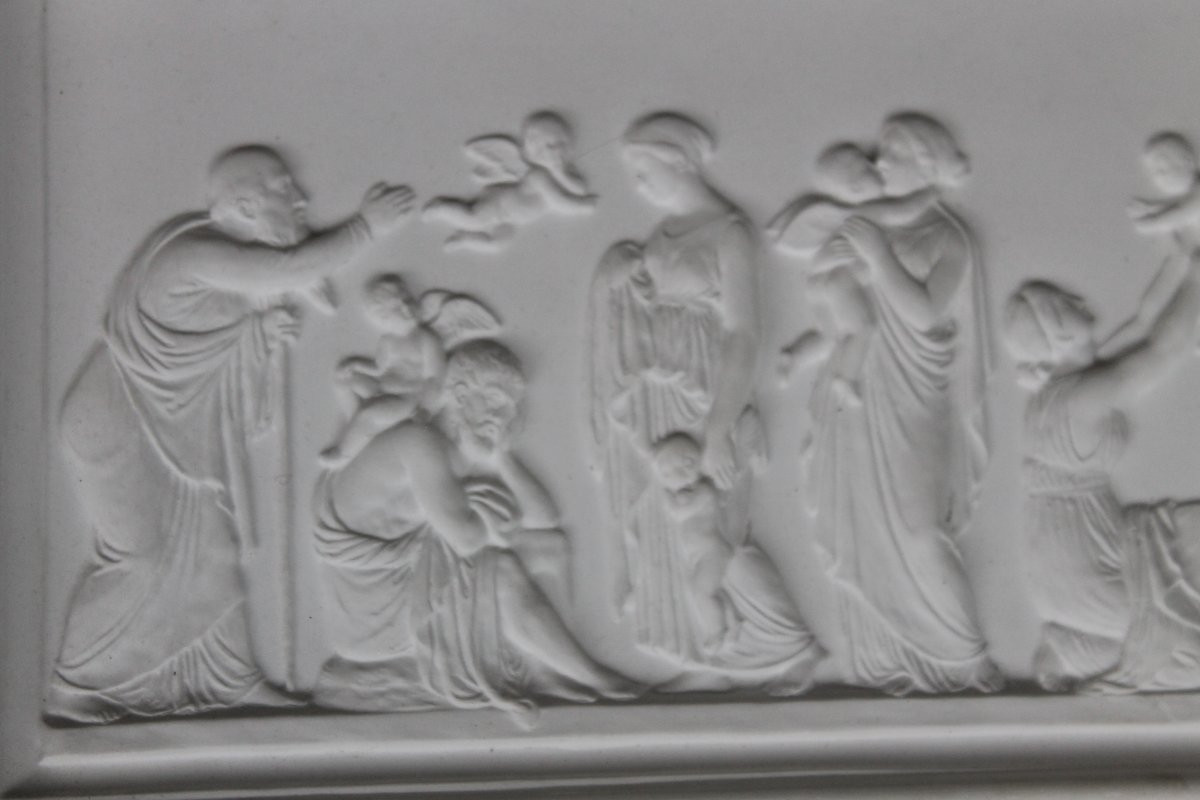 Pair Of Plasterwork With Antique Decorations In Low Reliefs, 19th Century,-photo-3