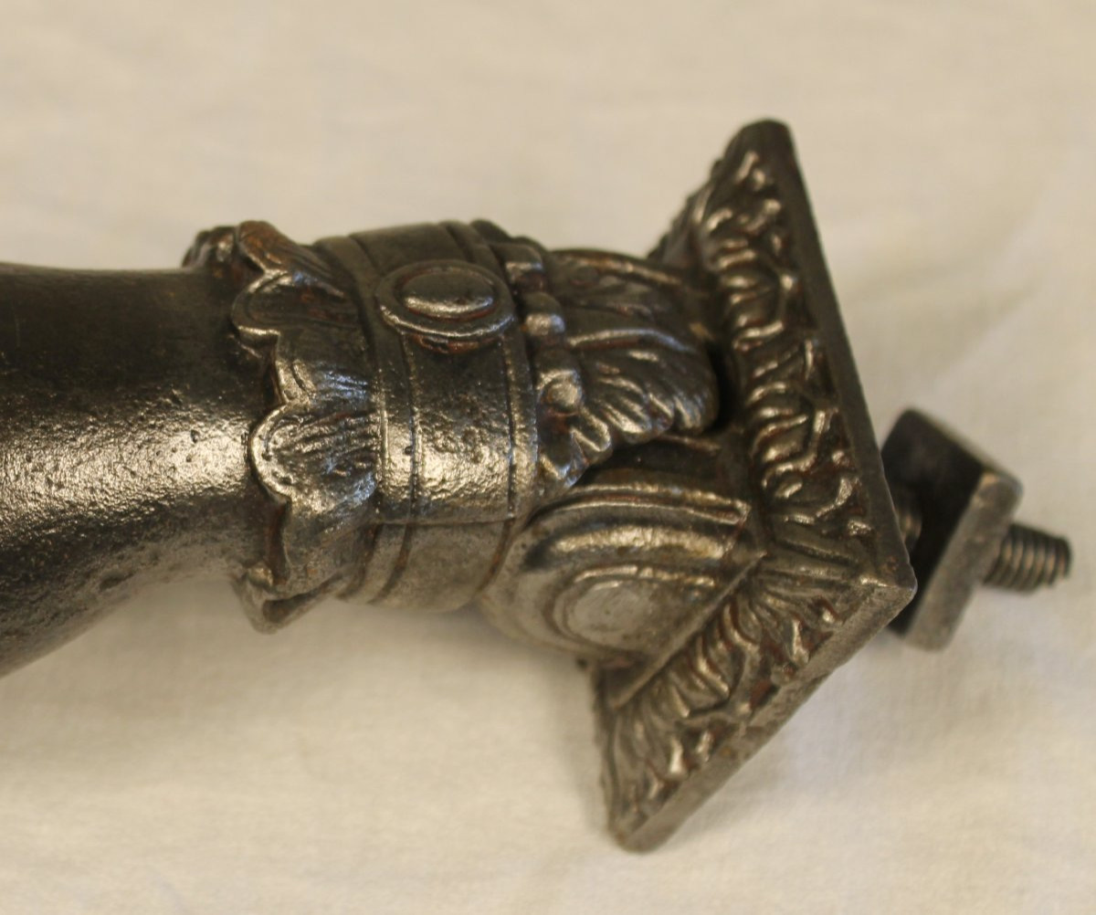 Solid Cast Iron Door Knocker In The Shape Of A Hand, Complete, 19th Century-photo-1