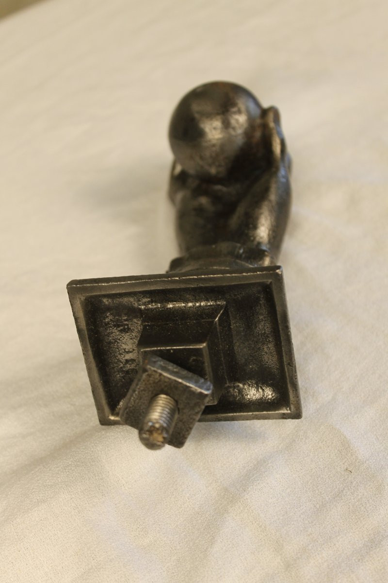 Solid Cast Iron Door Knocker In The Shape Of A Hand, Complete, 19th Century-photo-6