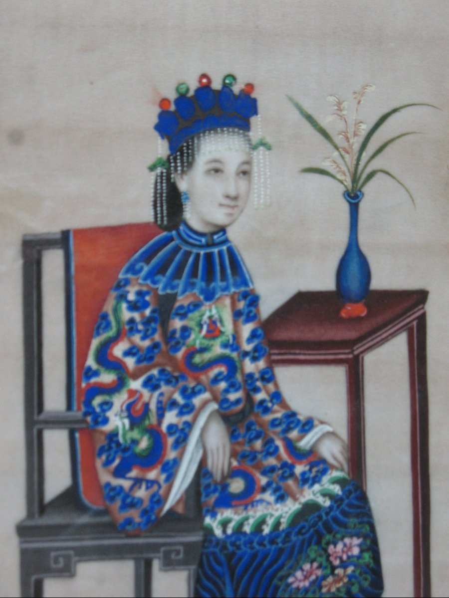 David Cox Gouache On Rice Paper Signed And Dated 1847 Seated Woman China Framed Work-photo-4