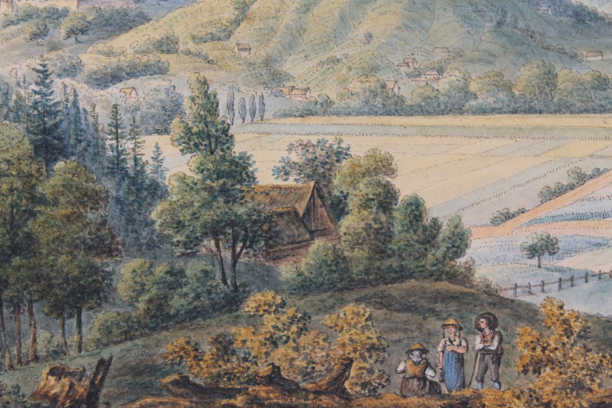 Watercolor Landscape Of Bavaria Or Tyrol Signed And Dated Kofler 1904 Austria Germany-photo-2