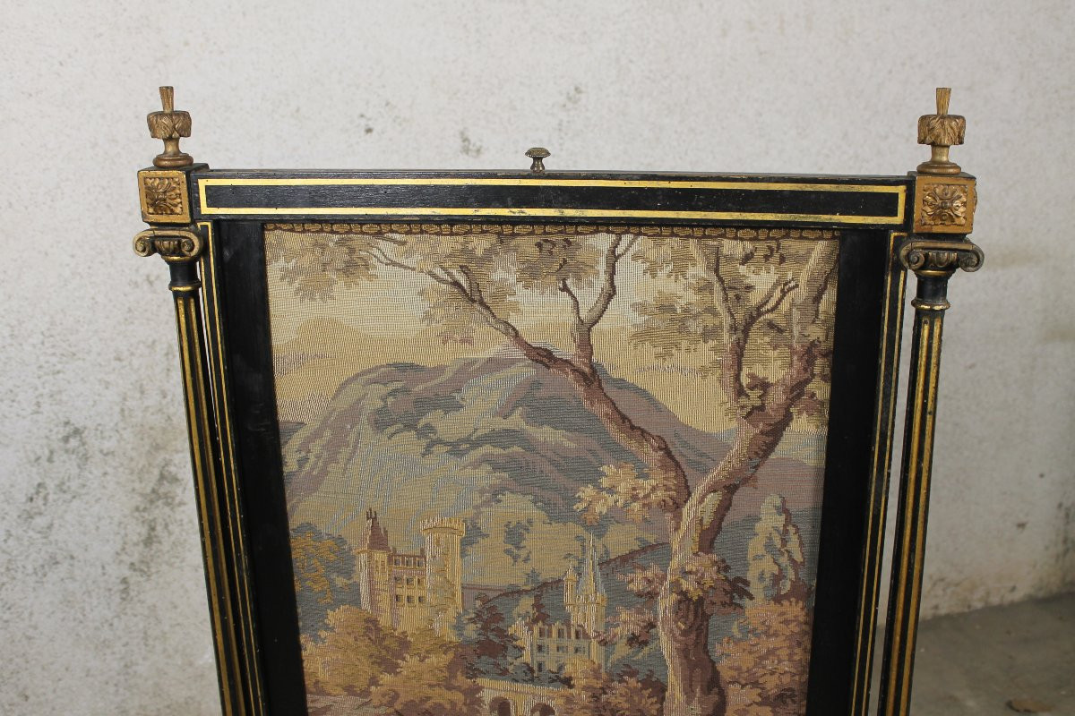 Louis XVI Style Fireplace Screen From The Late 19th Century In Carved Wood-photo-3