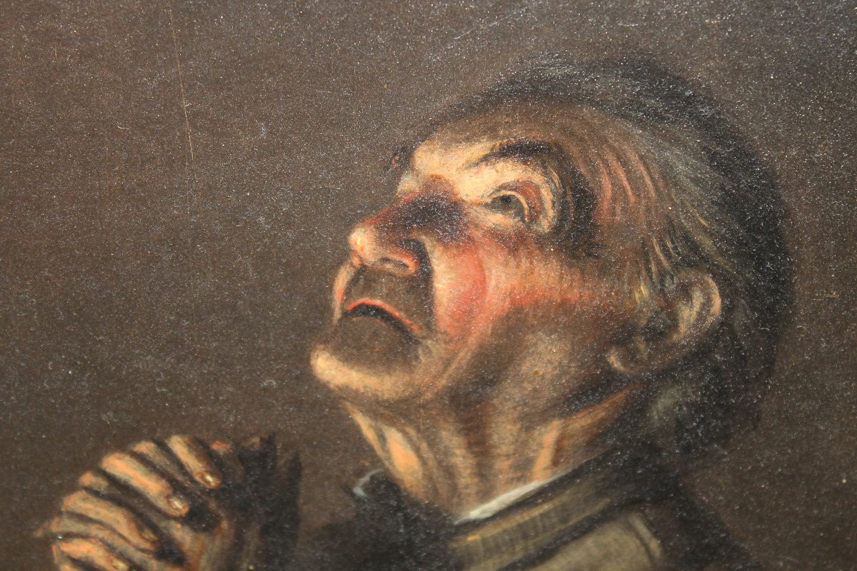 Oil On Copper Signed A. Schmit Austrian School 18th Century Monk In Prayer-photo-5