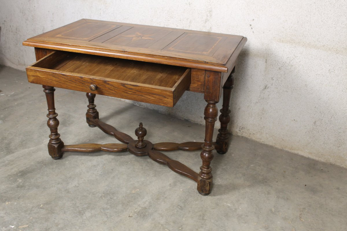 Louis XIV Style Writing Desk, 18th Century, In Fruit Wood And Marquetry-photo-1